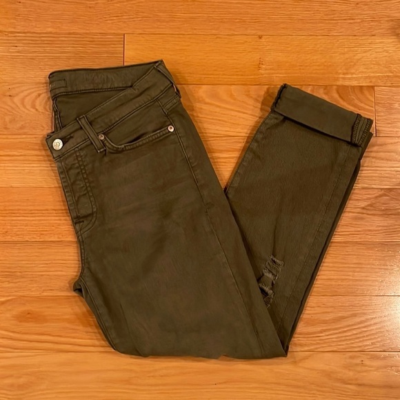 Women’s 7 For All Mankind Green Jeans Size 27 - Picture 1 of 10